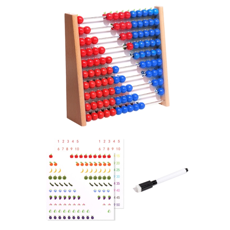 Abacus Counting Bead - Boulier en bois avec perles rouges