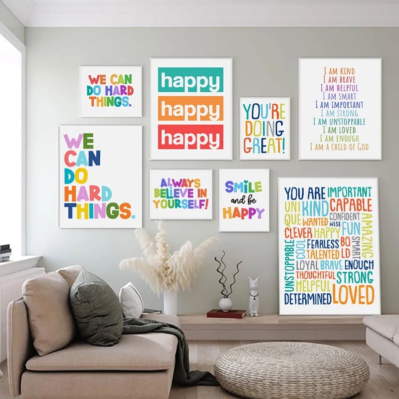 Kids Education Motivation - Affiche Murale Positive pour Enfants, Tableau